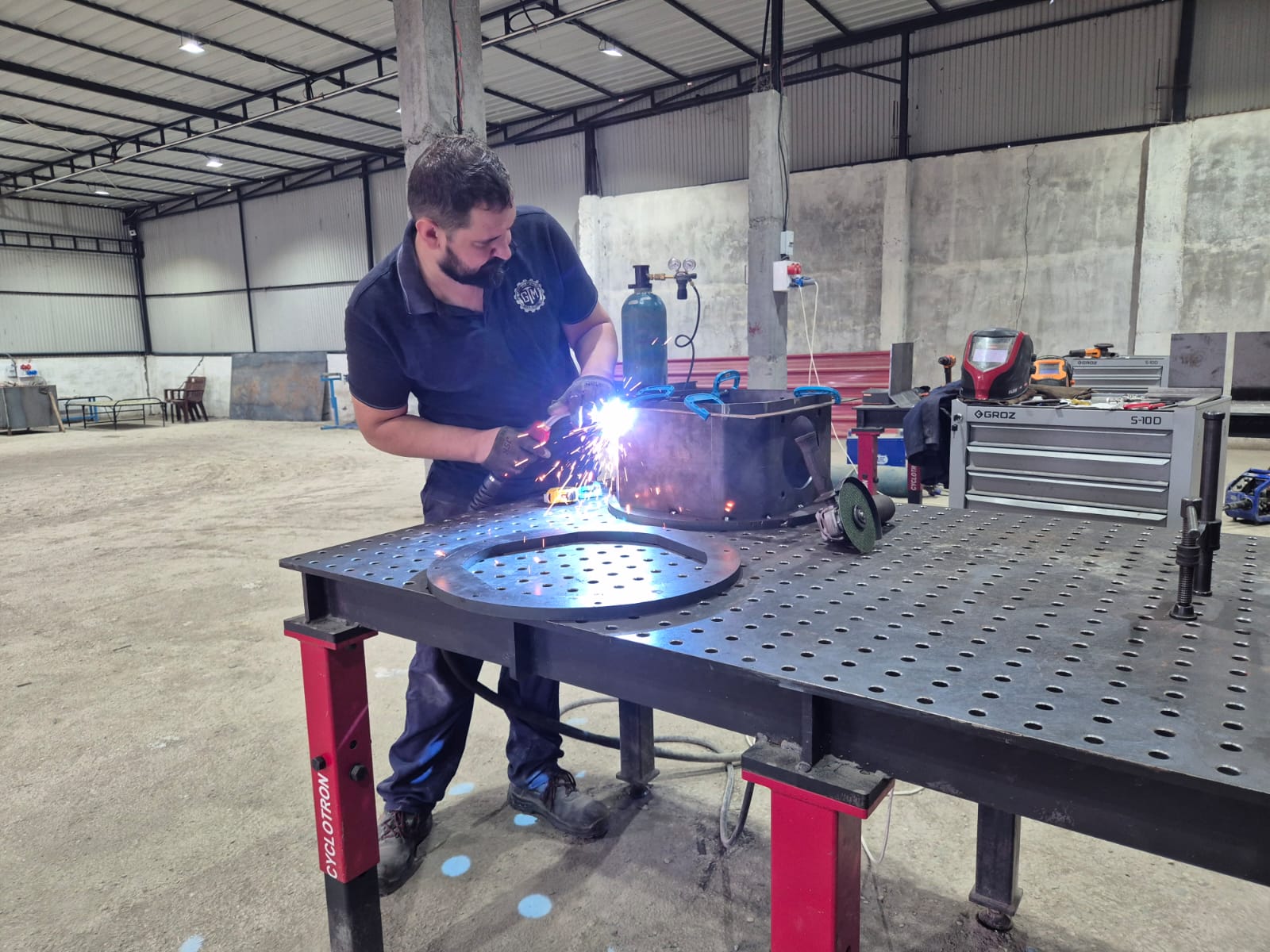 Welding large structural multi-part assembly